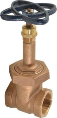 NIBCO - 1-1/2" Pipe, Class 150, Threaded Bronze Solid Wedge Rising Stem Gate Valve - 300 WOG, 150 WSP, Bolted Bonnet - Americas Industrial Supply