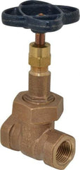 NIBCO - 1/2" Pipe, Class 150, Threaded Bronze Solid Wedge Rising Stem Gate Valve - 300 WOG, 150 WSP, Bolted Bonnet - Americas Industrial Supply