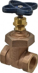 NIBCO - 1" Pipe, Class 150, Threaded Bronze Solid Wedge Stem Gate Valve - 300 WOG, 150 WSP, Union Bonnet - Americas Industrial Supply