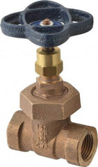 NIBCO - 1/2" Pipe, Class 150, Threaded Bronze Solid Wedge Stem Gate Valve - 300 WOG, 150 WSP, Union Bonnet - Americas Industrial Supply