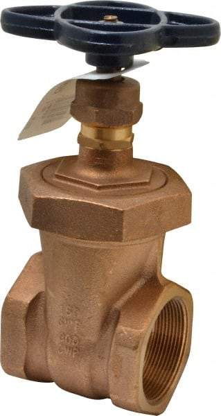 NIBCO - 2" Pipe, Class 150, Threaded Bronze Solid Wedge Stem Gate Valve - 300 WOG, 150 WSP, Union Bonnet - Americas Industrial Supply