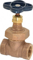 NIBCO - 3/4" Pipe, Class 150, Threaded Bronze Solid Wedge Stem Gate Valve - 300 WOG, 150 WSP, Union Bonnet - Americas Industrial Supply