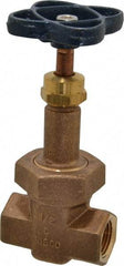 NIBCO - 1/2" Pipe, Class 200, Threaded Bronze Alloy Solid Wedge Rising Stem Gate Valve - 400 WOG, 200 WSP, Union Bonnet - Americas Industrial Supply