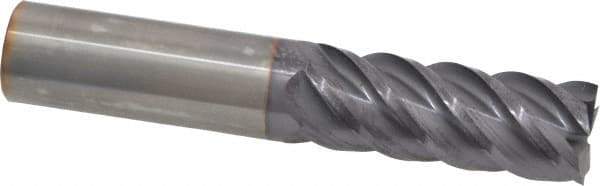 Niagara Cutter - 5/8", 1-5/8" LOC, 5/8" Shank Diam, 3-1/2" OAL, 5 Flute, Solid Carbide Square End Mill - Single End, TiAlN Finish, Spiral Flute, 45° Helix, Centercutting, Right Hand Cut, Right Hand Flute, Series S545 - Americas Industrial Supply