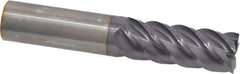 Niagara Cutter - 5/8", 1-5/8" LOC, 5/8" Shank Diam, 3-1/2" OAL, 5 Flute, Solid Carbide Square End Mill - Single End, TiAlN Finish, Spiral Flute, 45° Helix, Centercutting, Right Hand Cut, Right Hand Flute, Series S545 - Americas Industrial Supply
