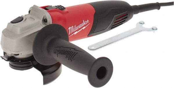 Milwaukee Tool - 4-1/2" Wheel Diam, 11,000 RPM, Corded Angle & Disc Grinder - 5/8-11 Spindle, 120 Volts, 7 Amps, Front Exhaust - Americas Industrial Supply