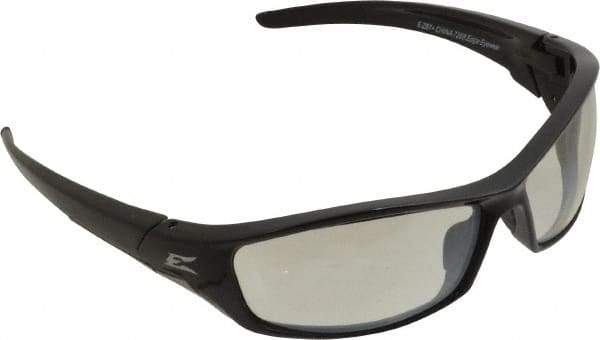 Edge Eyewear - Indoor/Outdoor Mirror Lenses, Framed Safety Glasses - Scratch Resistant, Black Nylon TR90 Frame, Size Universal, Wrap Around - Americas Industrial Supply