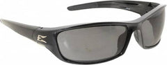 Edge Eyewear - Smoke Lenses, Framed Safety Glasses - Scratch Resistant, Black Nylon TR90 Frame, Size Universal, Wrap Around - Americas Industrial Supply