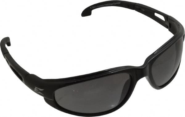 Edge Eyewear - Smoke Lenses, Framed Safety Glasses - Scratch Resistant, Black Nylon TR90 Frame, Size Universal, Wrap Around - Americas Industrial Supply