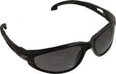 Edge Eyewear - Smoke Lenses, Framed Safety Glasses - Scratch Resistant, Black Nylon TR90 Frame, Size Universal, Wrap Around - Americas Industrial Supply