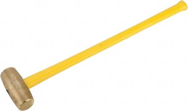 American Hammer - 12 Lb Head Nonsparking Hammer - 34" OAL, 31" Long Fiberglass Handle - Americas Industrial Supply