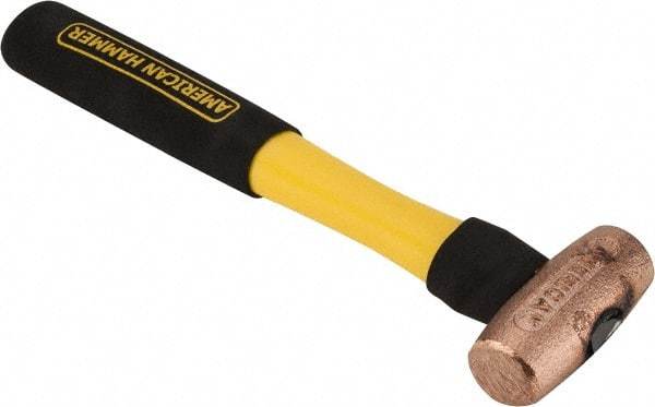 American Hammer - 1-1/2 Lb Head Nonsparking Mallet - 12" OAL, 11" Long Fiberglass Handle - Americas Industrial Supply