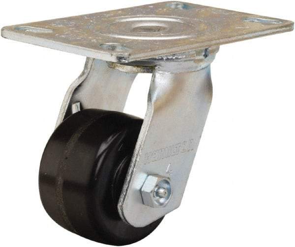 Hamilton - 3-1/4" Diam x 2" Wide x 5-1/4" OAH Top Plate Mount Swivel Caster - Phenolic, 700 Lb Capacity, Straight Roller Bearing, 4-1/2 x 6-1/4" Plate - Americas Industrial Supply