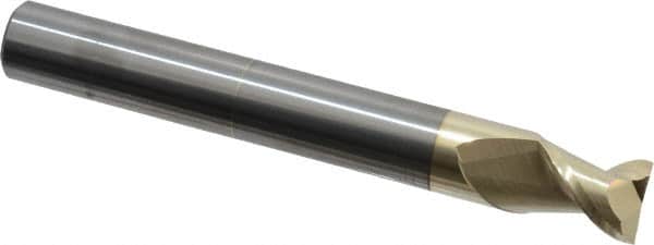 Accupro - 1/2", 5/8" LOC, 1/2" Shank Diam, 4" OAL, 2 Flute, Solid Carbide Square End Mill - Single End, ZrN Finish, Spiral Flute, 45° Helix, Centercutting, Right Hand Cut, Right Hand Flute - Americas Industrial Supply