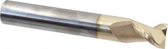 Accupro - 3/4", 1" LOC, 3/4" Shank Diam, 5" OAL, 2 Flute, Solid Carbide Square End Mill - Single End, ZrN Finish, Spiral Flute, 45° Helix, Centercutting, Right Hand Cut, Right Hand Flute - Americas Industrial Supply