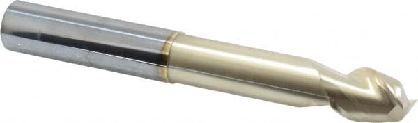 Accupro - 3/4", 1" LOC, 3/4" Shank Diam, 6" OAL, 2 Flute, Solid Carbide Square End Mill - Single End, ZrN Finish, Spiral Flute, 45° Helix, Centercutting, Right Hand Cut, Right Hand Flute - Americas Industrial Supply