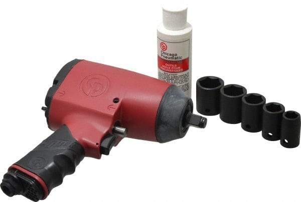 Chicago Pneumatic - 1/2" Drive, 6,400 RPM, 200 Ft/Lb Torque Impact Wrench - Pistol Grip Handle, 1,320 IPM, 12 CFM, 90 psi, 1/4" NPTF Inlet - Americas Industrial Supply