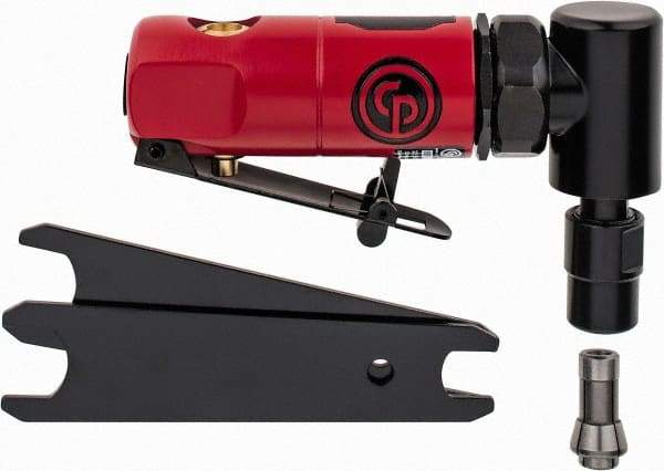 Chicago Pneumatic - 1/4" Collet, Angle Handle, Straight Air Die Grinder - 22,500 RPM, Front Exhaust, 22 CFM, 0.3 hp, 90 psi, 1/4" Inlet - Americas Industrial Supply