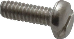 Value Collection - M2x0.40 Metric Coarse, 6mm Length Under Head Slotted Drive Machine Screw - Pan Head, Grade 18-8 & A2 Stainless Steel, Uncoated, Without Washer - Americas Industrial Supply