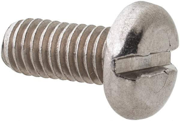 Value Collection - M3.5x0.60 Metric Coarse, 8mm Length Under Head Slotted Drive Machine Screw - Pan Head, Grade 18-8 & A2 Stainless Steel, Uncoated, Without Washer - Americas Industrial Supply