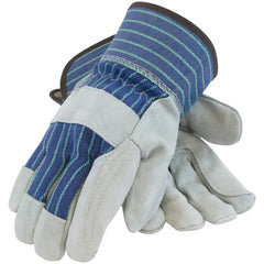 ‎82-7763/M Split Leather Palm - Silver Series - A/B Select Shoulder - Dbl Palm - Bl./Green - Rubberized SC - Exact Industrial Supply