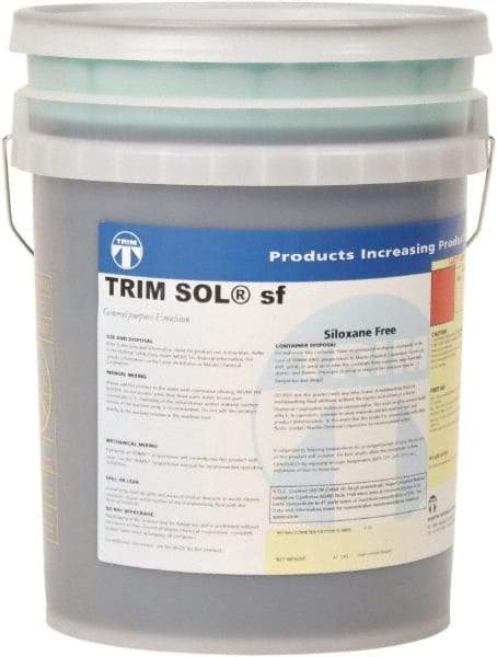 Master Fluid Solutions - Trim SOL sf, 5 Gal Pail Cutting & Grinding Fluid - Water Soluble, For Cutting, Grinding - Americas Industrial Supply