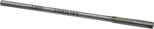 Made in USA - 0.1765" Carbide-Tipped 4 Flute Chucking Reamer - Straight Flute, 0.151" Straight Shank, 1" Flute Length, 4" OAL - Americas Industrial Supply