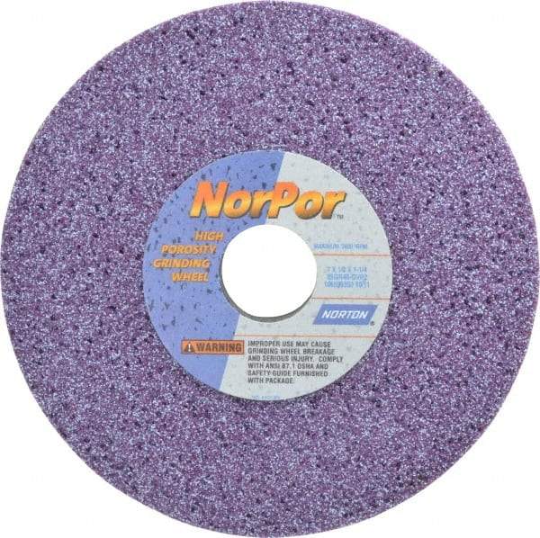 Norton - 7" Diam x 1-1/4" Hole x 1/2" Thick, G Hardness, 46 Grit Surface Grinding Wheel - Ceramic, Type 1, Coarse Grade, 3,600 Max RPM, Vitrified Bond, No Recess - Americas Industrial Supply