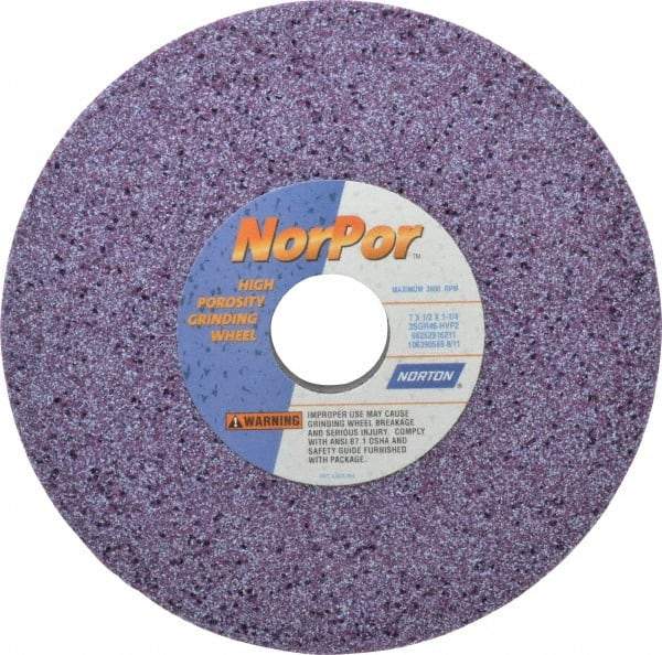 Norton - 7" Diam x 1-1/4" Hole x 1/2" Thick, H Hardness, 46 Grit Surface Grinding Wheel - Ceramic, Type 1, Coarse Grade, 3,600 Max RPM, Vitrified Bond, No Recess - Americas Industrial Supply