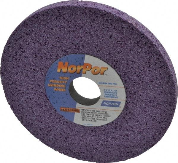Norton - 7" Diam x 1-1/4" Hole x 1/2" Thick, H Hardness, 60 Grit Surface Grinding Wheel - Ceramic, Type 1, Medium Grade, 3,600 Max RPM, Vitrified Bond, No Recess - Americas Industrial Supply