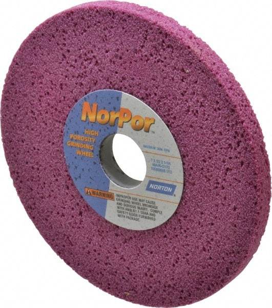 Norton - 7" Diam x 1-1/4" Hole x 1/2" Thick, G Hardness, 46 Grit Surface Grinding Wheel - Aluminum Oxide, Type 1, Coarse Grade, 3,600 Max RPM, Vitrified Bond, No Recess - Americas Industrial Supply