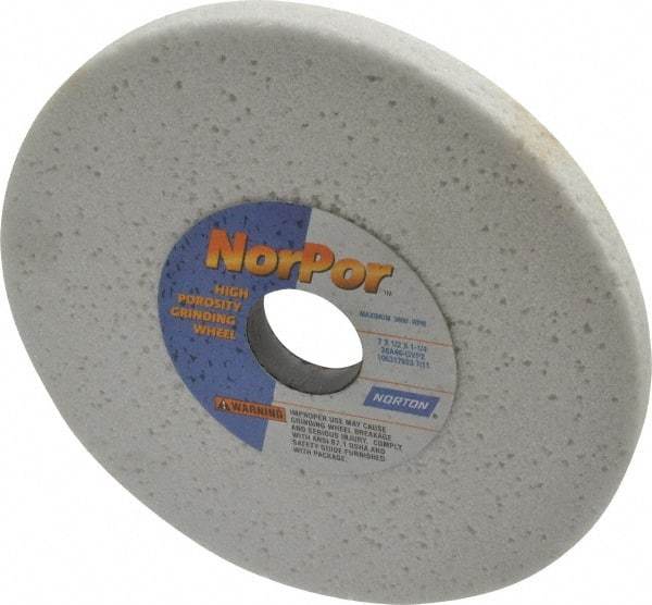 Norton - 7" Diam x 1-1/4" Hole x 1/2" Thick, G Hardness, 46 Grit Surface Grinding Wheel - Aluminum Oxide, Type 1, Coarse Grade, 3,600 Max RPM, Vitrified Bond, No Recess - Americas Industrial Supply