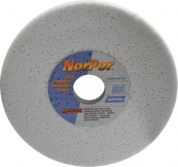 Norton - 7" Diam x 1-1/4" Hole x 1/2" Thick, H Hardness, 46 Grit Surface Grinding Wheel - Aluminum Oxide, Type 1, Coarse Grade, 3,600 Max RPM, Vitrified Bond, No Recess - Americas Industrial Supply