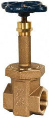 NIBCO - 1-1/2" Pipe, Class 300, Threaded Bronze Alloy Solid Wedge Rising Stem Gate Valve - 600 WOG, 300 WSP, Union Bonnet - Americas Industrial Supply