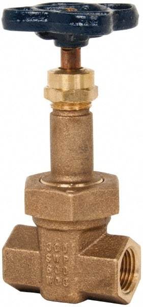 NIBCO - 1/2" Pipe, Class 300, Threaded Bronze Alloy Solid Wedge Rising Stem Gate Valve - 600 WOG, 300 WSP, Union Bonnet - Americas Industrial Supply
