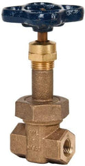NIBCO - 1/4" Pipe, Class 300, Threaded Bronze Alloy Solid Wedge Rising Stem Gate Valve - 600 WOG, 300 WSP, Union Bonnet - Americas Industrial Supply