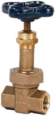 NIBCO - 3/8" Pipe, Class 300, Threaded Bronze Alloy Solid Wedge Rising Stem Gate Valve - 600 WOG, 300 WSP, Union Bonnet - Americas Industrial Supply