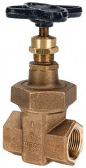 NIBCO - 1" Pipe, Class 300, Threaded Bronze Alloy Solid Wedge Stem Gate Valve - 600 WOG, 300 WSP, Union Bonnet - Americas Industrial Supply