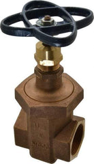 NIBCO - 1-1/2" Pipe, Class 300, Threaded Bronze Alloy Solid Wedge Stem Gate Valve - 600 WOG, 300 WSP, Union Bonnet - Americas Industrial Supply