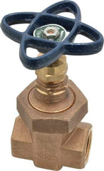 NIBCO - 3/4" Pipe, Class 300, Threaded Bronze Alloy Solid Wedge Stem Gate Valve - 600 WOG, 300 WSP, Union Bonnet - Americas Industrial Supply