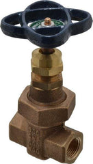 NIBCO - 3/8" Pipe, Class 300, Threaded Bronze Alloy Solid Wedge Stem Gate Valve - 600 WOG, 300 WSP, Union Bonnet - Americas Industrial Supply