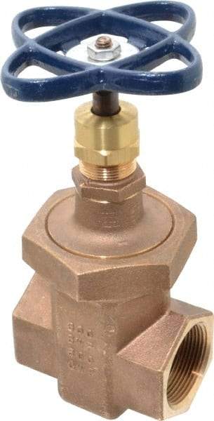 NIBCO - 1-1/2" Pipe, Class 300, Threaded Bronze Alloy Solid Wedge Stem Gate Valve with Stainless Steel Trim - 600 WOG, 300 WSP, Union Bonnet - Americas Industrial Supply
