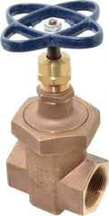 NIBCO - 1-1/2" Pipe, Class 300, Threaded Bronze Alloy Solid Wedge Stem Gate Valve with Stainless Steel Trim - 600 WOG, 300 WSP, Union Bonnet - Americas Industrial Supply