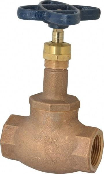 NIBCO - 1" Pipe, Threaded Ends, Bronze Integral Globe Valve - Bronze Disc, Screw-In Bonnet, 200 psi WOG, 125 psi WSP, Class 125 - Americas Industrial Supply