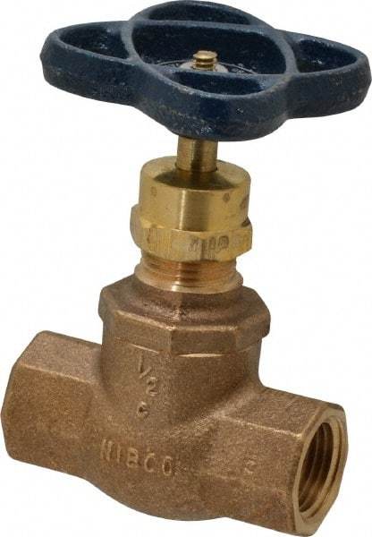 NIBCO - 1/2" Pipe, Threaded Ends, Bronze Integral Globe Valve - PTFE Disc, Screw-In Bonnet, 200 psi WOG, 125 psi WSP, Class 125 - Americas Industrial Supply