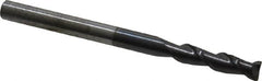 Accupro - 3/16", 3/4" LOC, 3/16" Shank Diam, 2-1/2" OAL, 2 Flute, Solid Carbide Square End Mill - Single End, AlTiN Finish, Spiral Flute, 40° Helix, Centercutting, Right Hand Cut, Right Hand Flute - Americas Industrial Supply