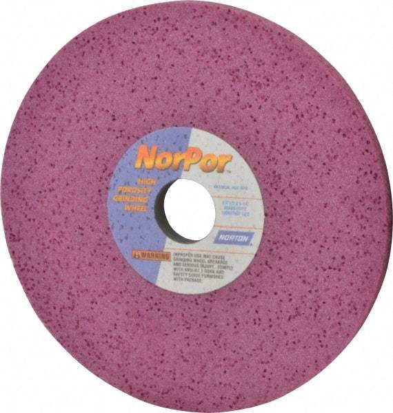 Norton - 8" Diam x 1-1/4" Hole x 1/2" Thick, H Hardness, 60 Grit Surface Grinding Wheel - Aluminum Oxide, Type 1, Medium Grade, 3,600 Max RPM, Vitrified Bond, No Recess - Americas Industrial Supply