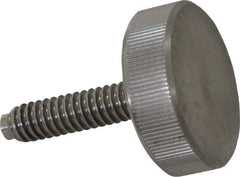 Gibraltar - 1/4-20 Knurled Shoulderless Dog Point Tip Grade 18-8 Stainless Steel Thumb Screw - 1-5/16" OAL, 1" Head Diam x 5/16" Head Height - Americas Industrial Supply
