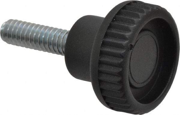 Gibraltar - 1/4-20 Knurled Shoulder Steel Thumb Screw - 1.42" OAL, 0.37" Head Height, Zinc-Plated Finish - Americas Industrial Supply