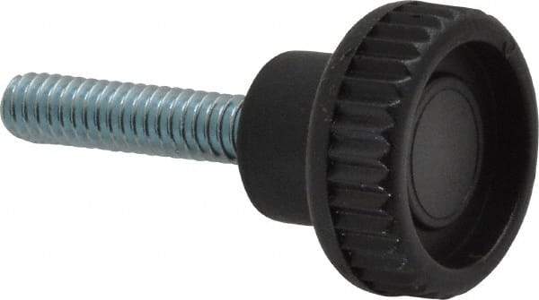 Gibraltar - 1/4-20 Knurled Shoulder Steel Thumb Screw - 1.82" OAL, 0.37" Head Height, Zinc-Plated Finish - Americas Industrial Supply